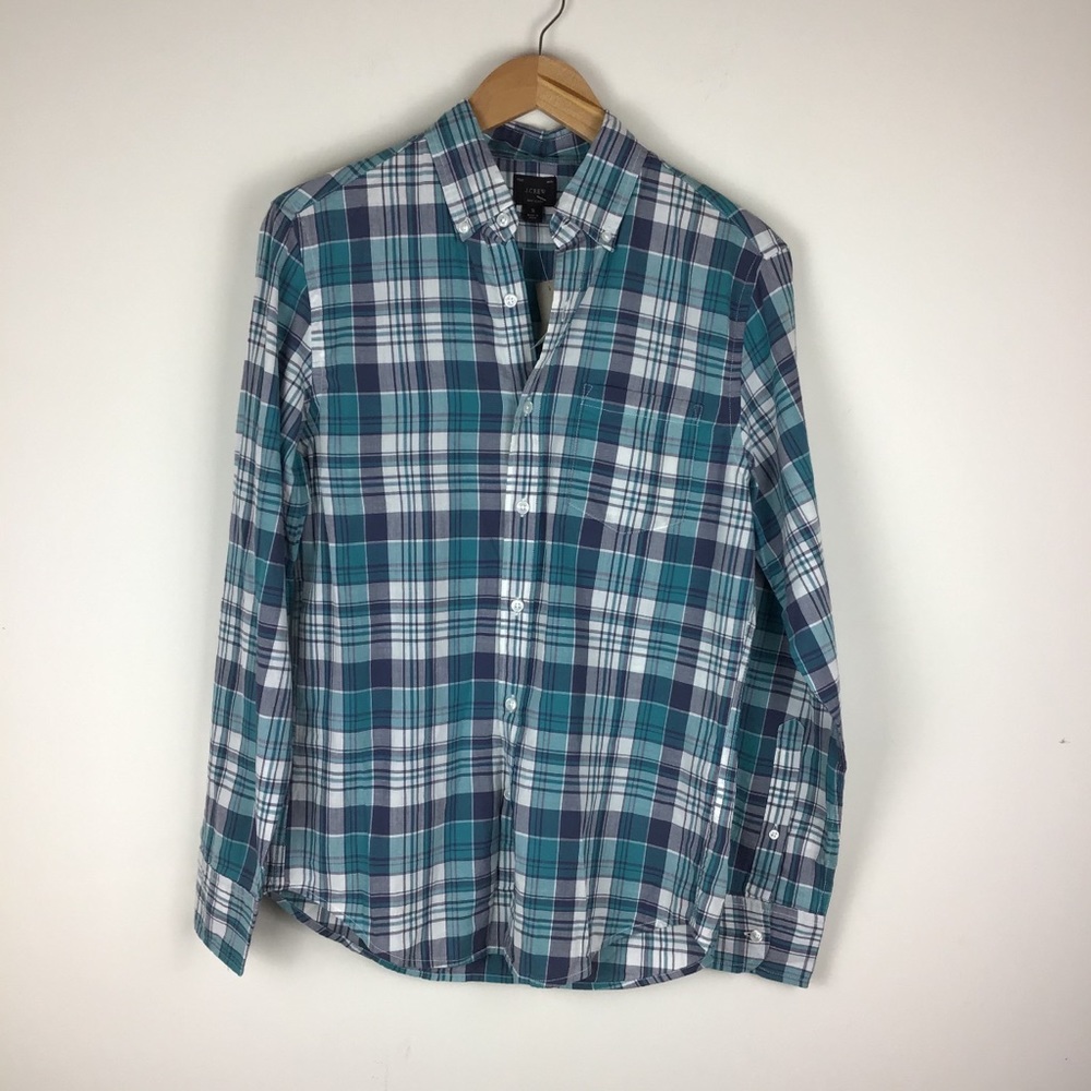 NWT J CREW Plaid Long Sleeve Button Down Top Sz SM